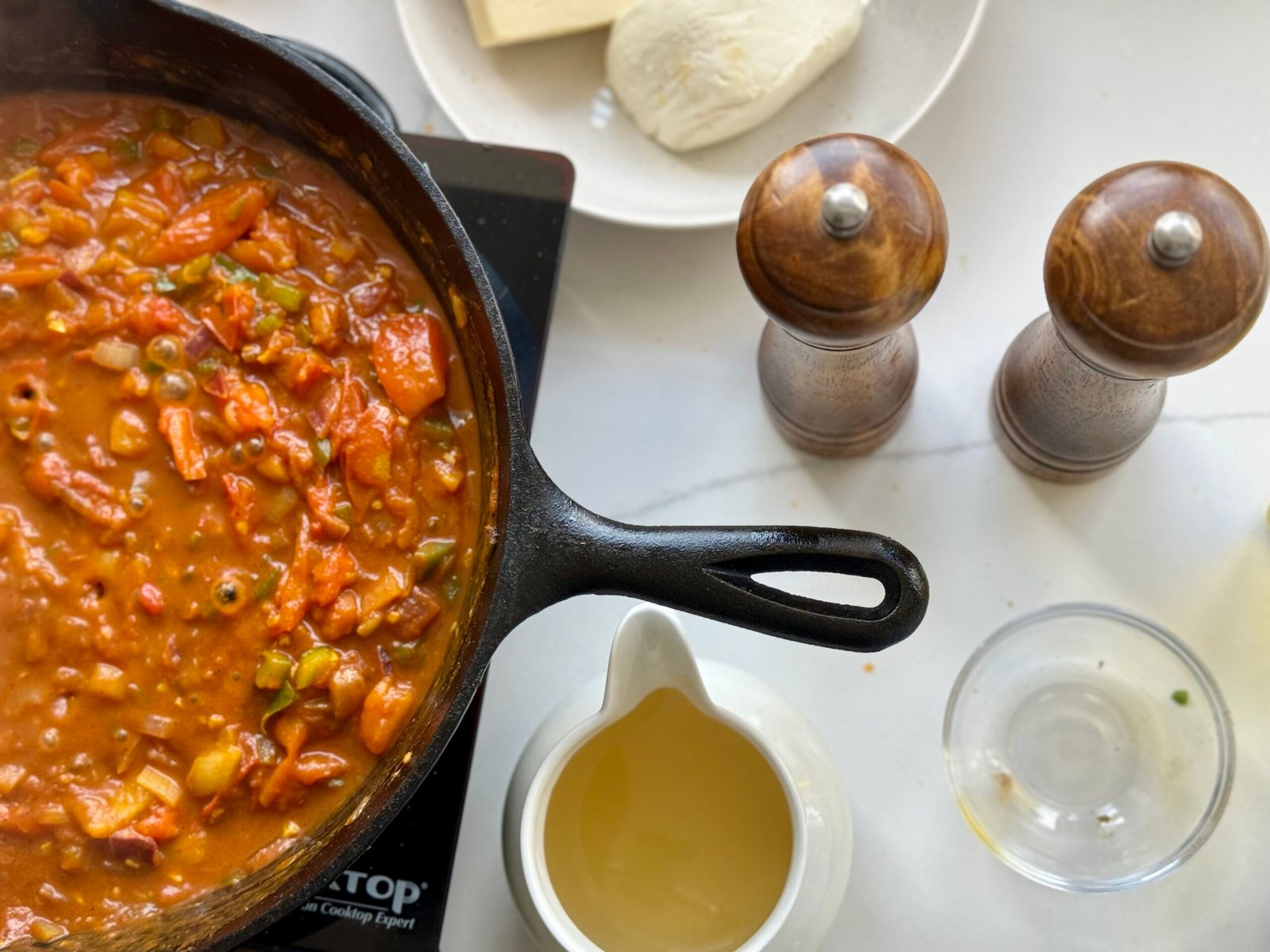 High Protein Shakshuka simmering sauce