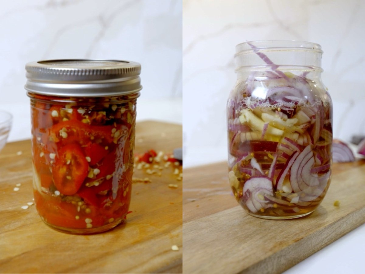 Quick Pickled Red Chili Peppers and Onions