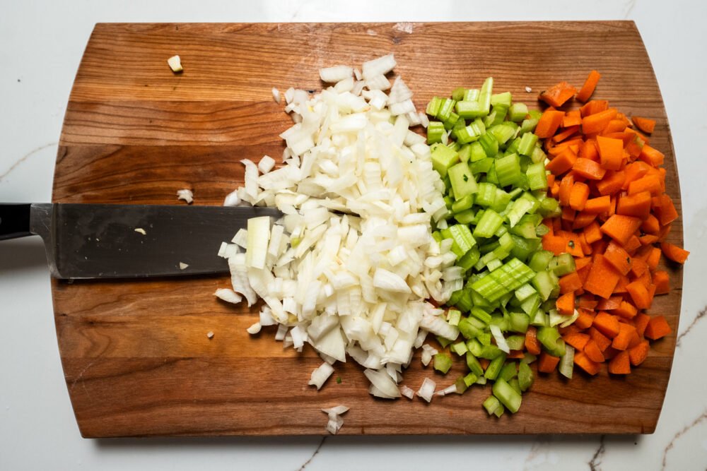 Chicken pot pie - onion, celery, carrot