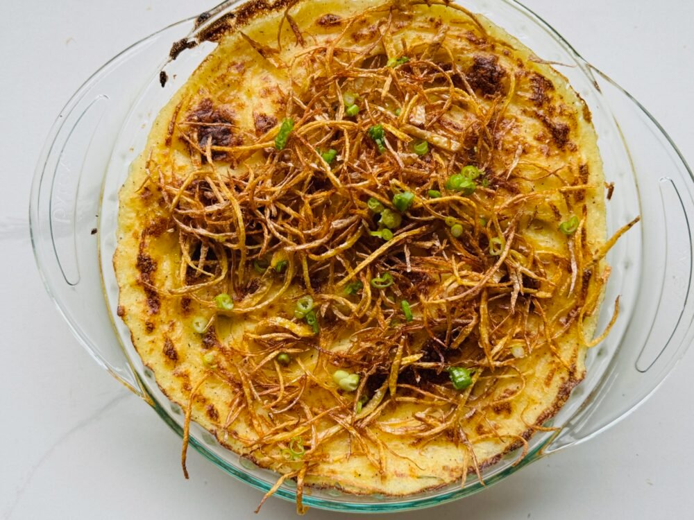 Garlic Brown Butter & Rosemary Mashed Potatoes overhead shot