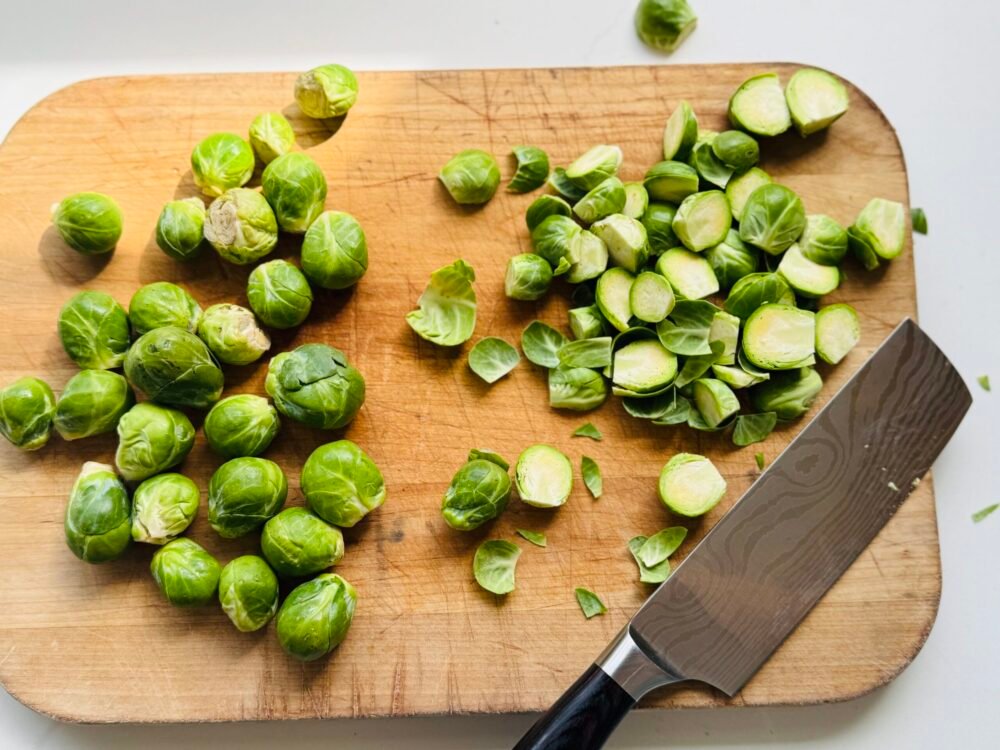 Brussel Sprouts on a cutting board