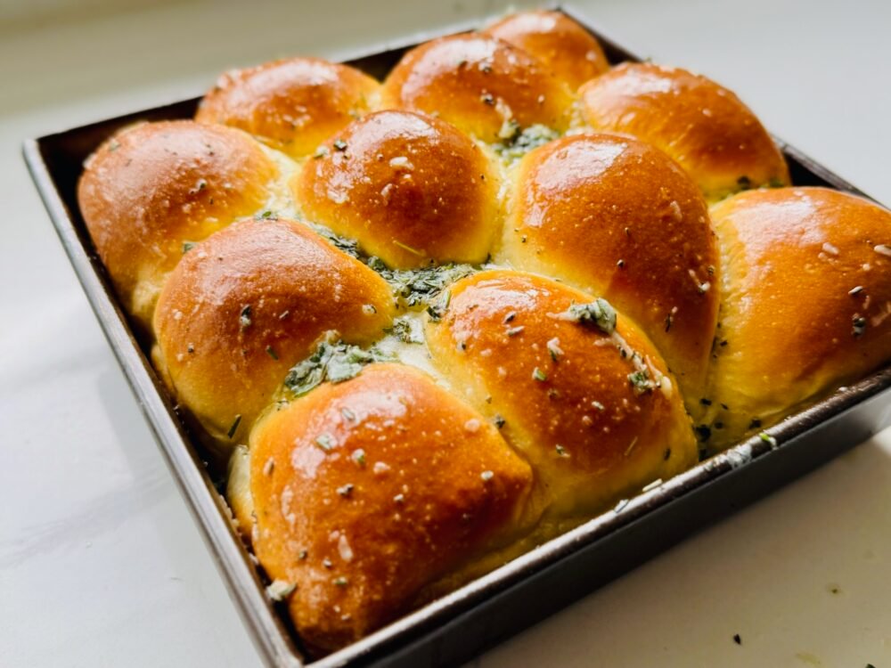 Soft & Fluffy Garlic Herb Dinner Rolls