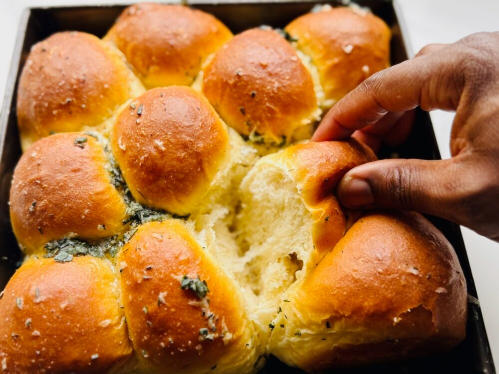 Soft & Fluffy Garlic Herb Dinner Rolls