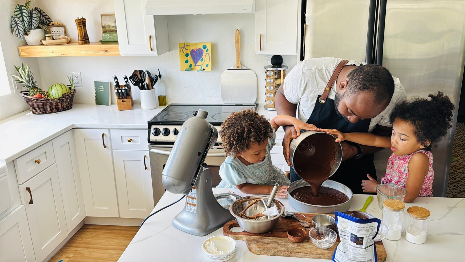 baking a cake with the girls