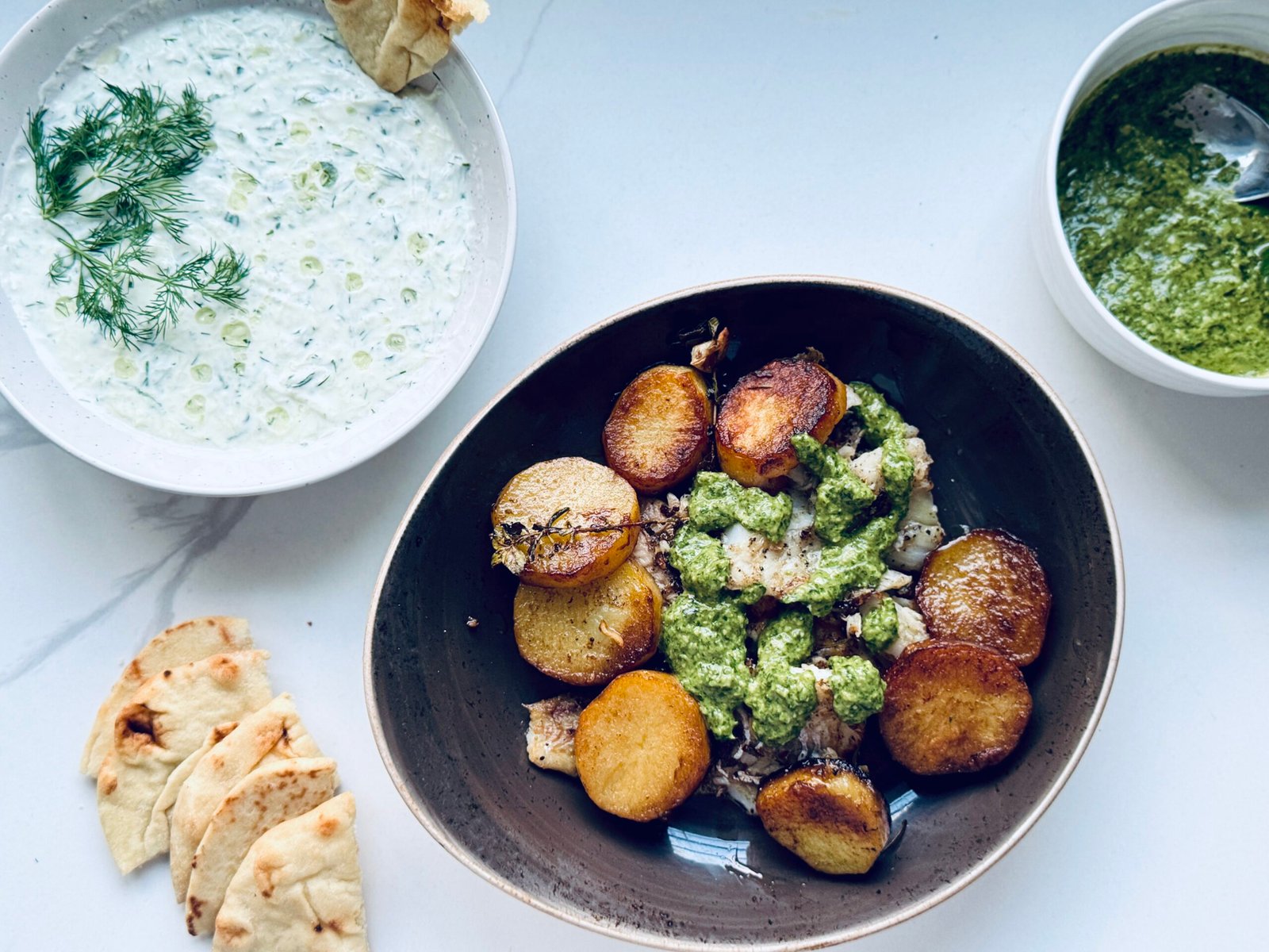 Zhough Sauce over potatoes