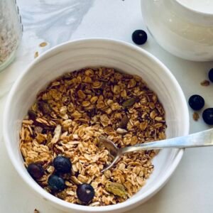 Crunchy nutty and flavorful pistachio coconut granola
