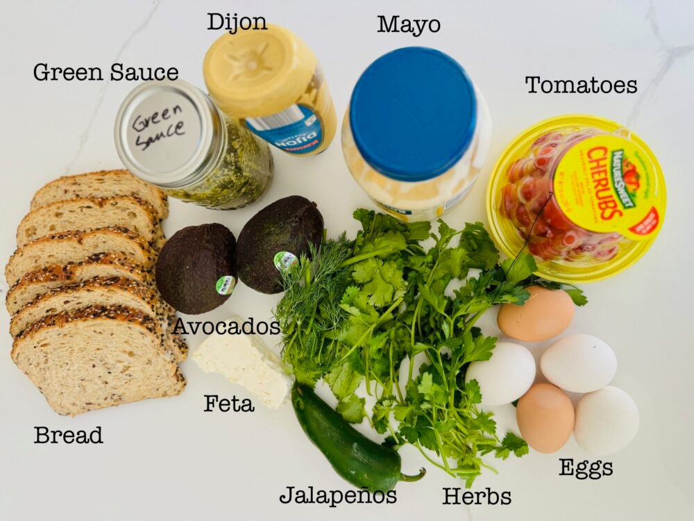 Egg Avocado Salad Sandwich ingredients