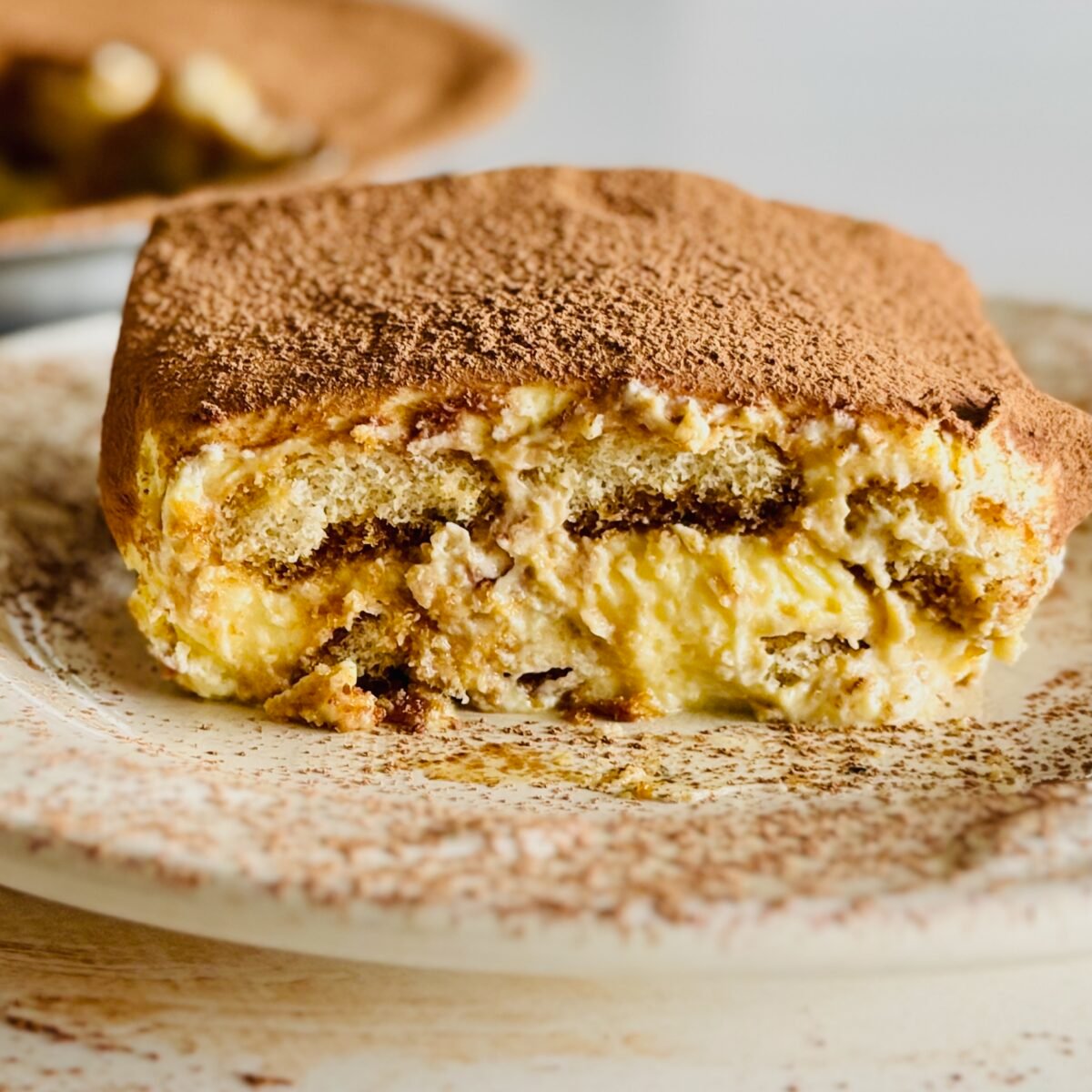 Classic Tiramisu with cocoa dusting