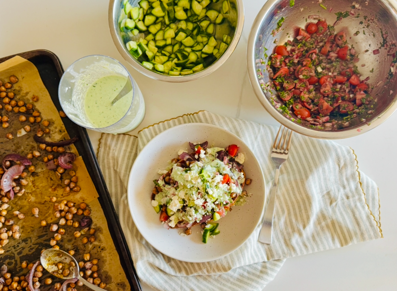 Loaded Mediterranean Sweet Potatoes
