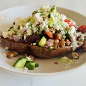Loaded Mediterranean Sweet Potatoes