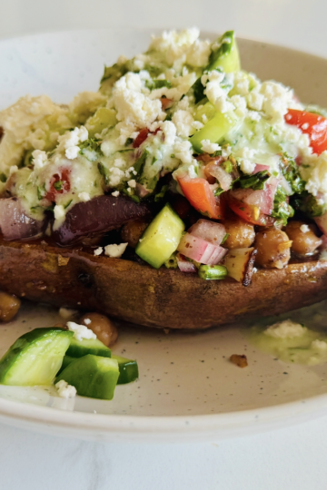 Loaded Mediterranean Sweet Potatoes
