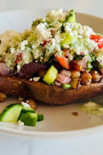 Loaded Mediterranean Sweet Potatoes