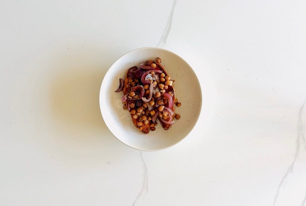 Loaded Mediterranean Sweet Potatoes