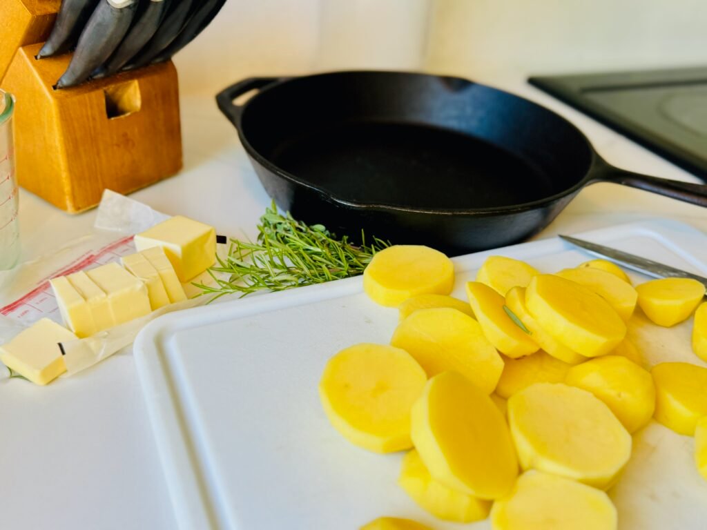 Thin cut melting potatoes 