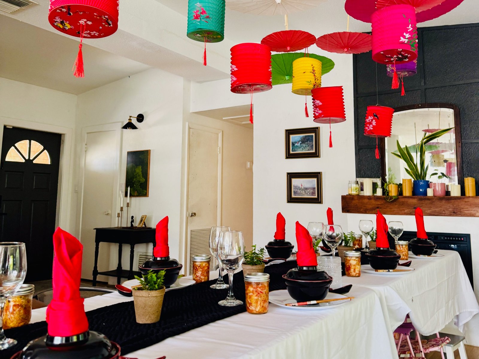 Traditional Napa Cabbage Kimchi on tables for asian themed dinner party
