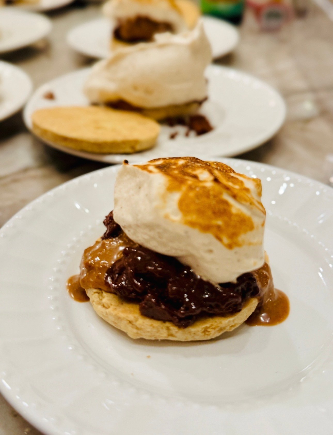 whipped chocolate ganache frosting in homemade s'mores