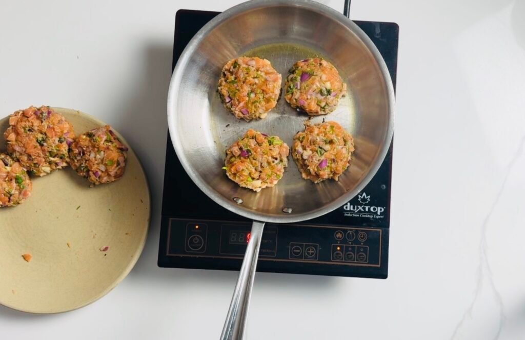 Salmon Burger with Old Bay Dill Secret Sauce