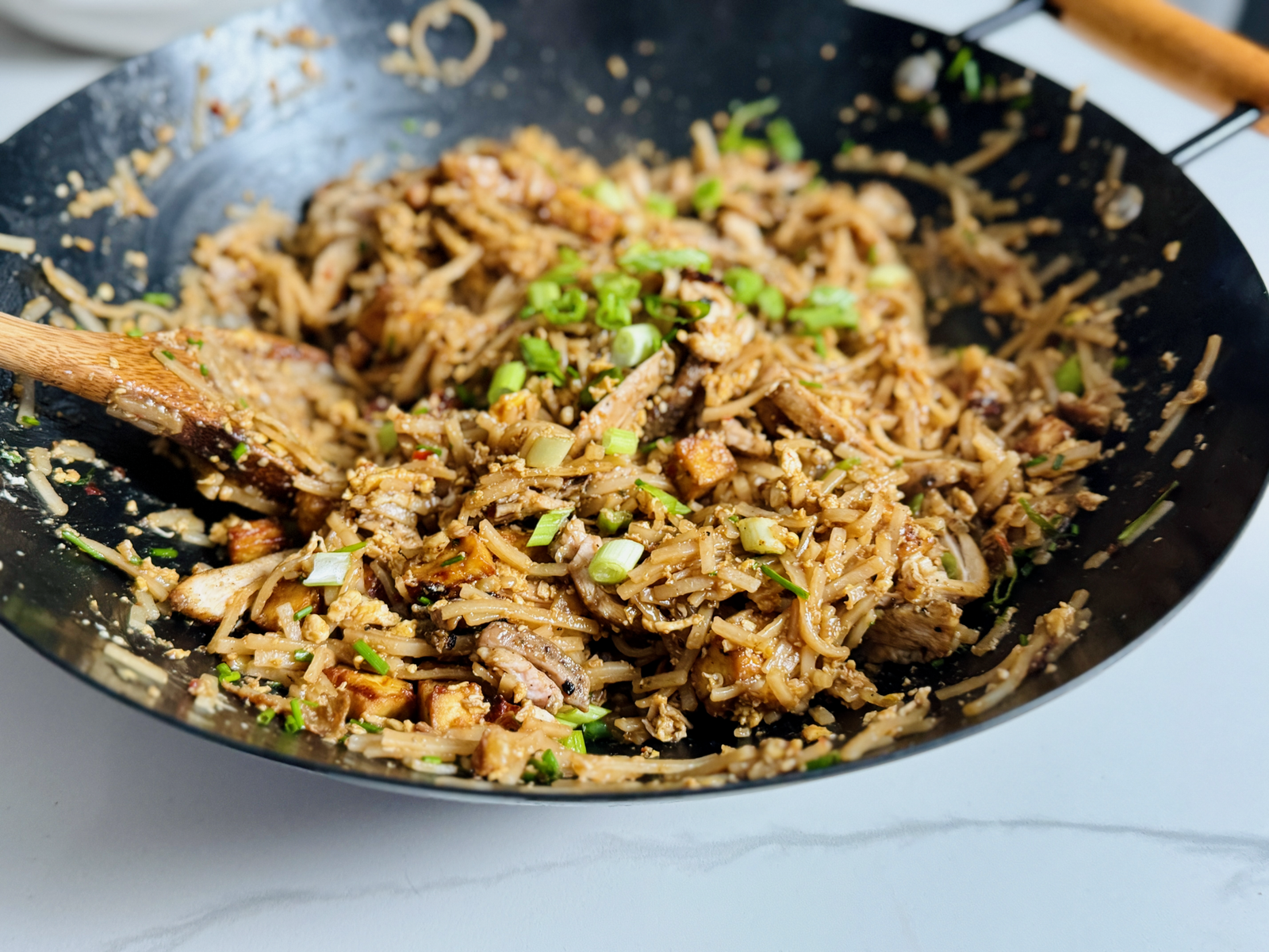 Easy Pad Thai noodles in a wok