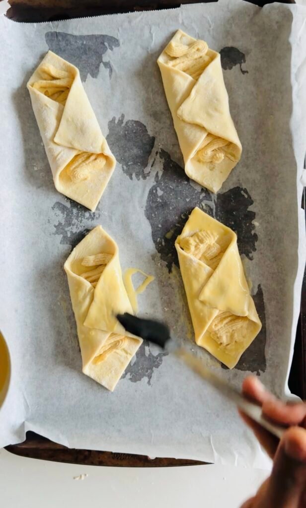 easy almond puff pastry egg washed