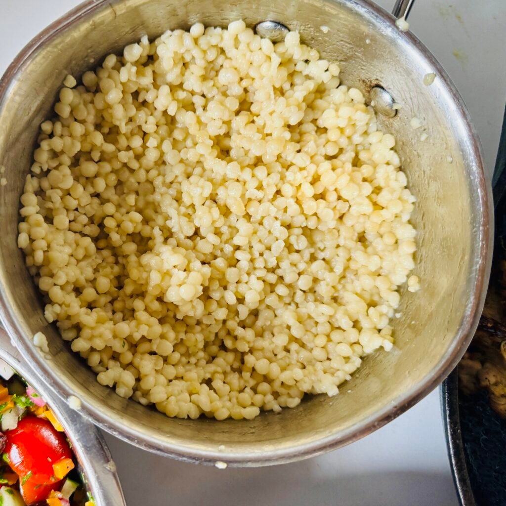 Garlic couscous for Greek chicken bowls